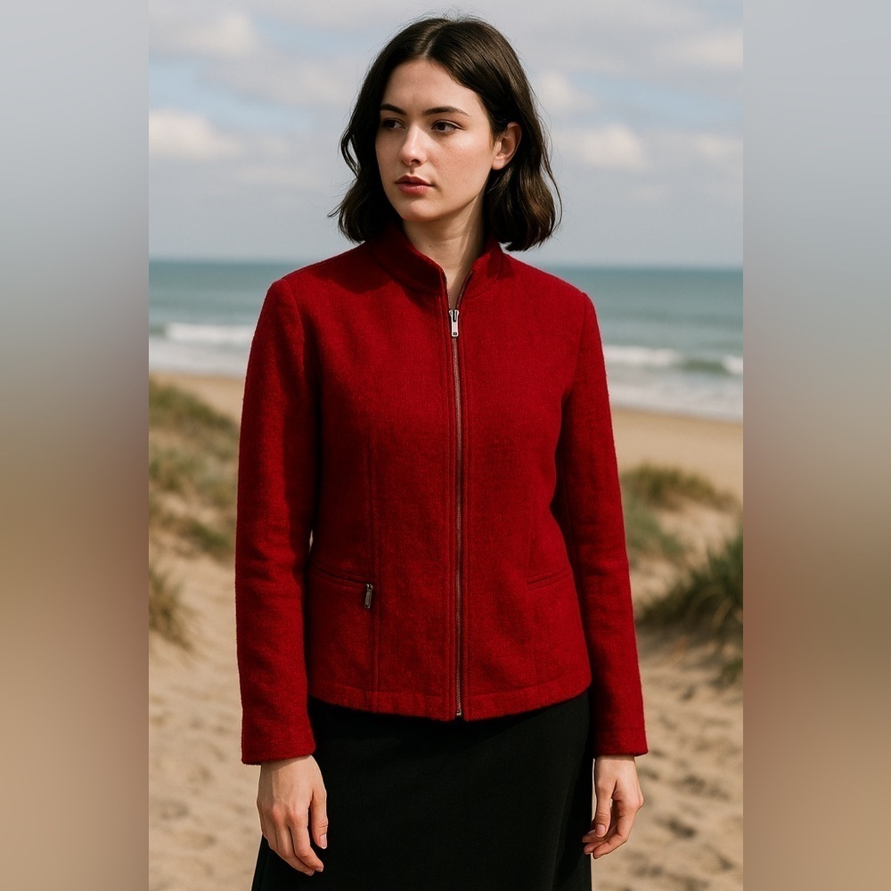 Vintage Y2K George Red Tweed Blazer Jacket Women’s 16 Romantic Goth Preppy Vampy